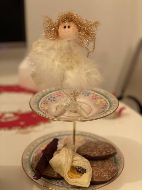 a winter holiday tea party with homemade cakes and vintage English crockery