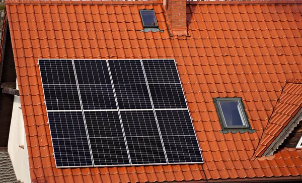 stock image  photovoltaics on the roof of the house