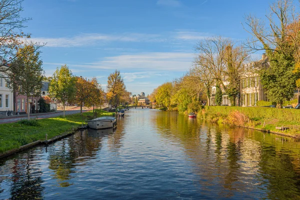 Leiden Hollanda Kasım 2022 Leiden Witte Singel Manzaralı Güneşli Bir — Stok fotoğraf