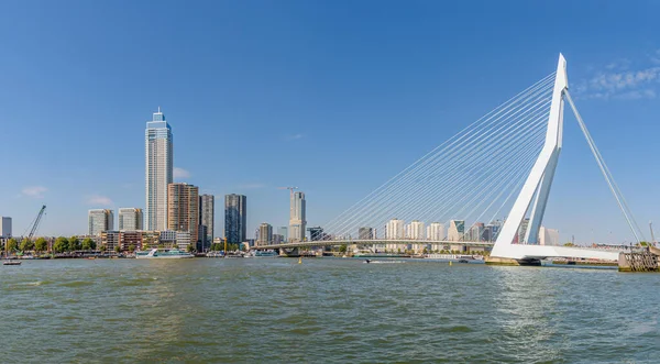 Rotterdam Hollanda Eylül 2022 Maas Nehri Üzerinde Rotterdam Silueti Panoramik — Stok fotoğraf