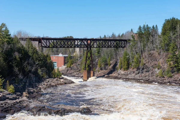 stock image The St Maurice river at the Shawinigan devils hole during the spring (Shawinigan, Quebec, Canada)