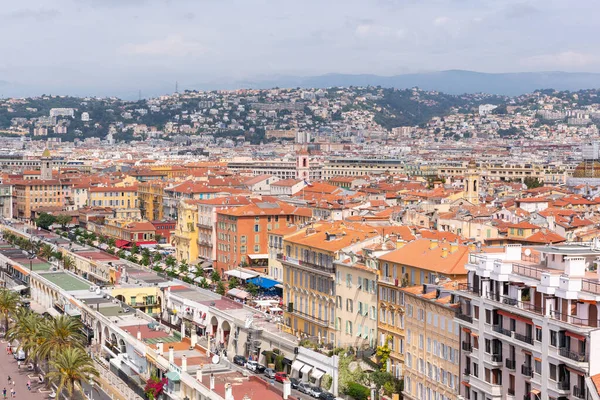 Nice, Alpes-Maritimes, Provence-Alpes-Cote-dAzur, France  23 May 2022: View of la promenade des anglais and the old Nice