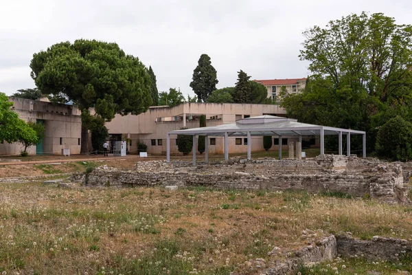 Nice, Alpes-Maritimes, Provence-Alpes-Cote-dAzur, France  23 May 2022: Museum of the ruins of the Roman Baths of Cimiez