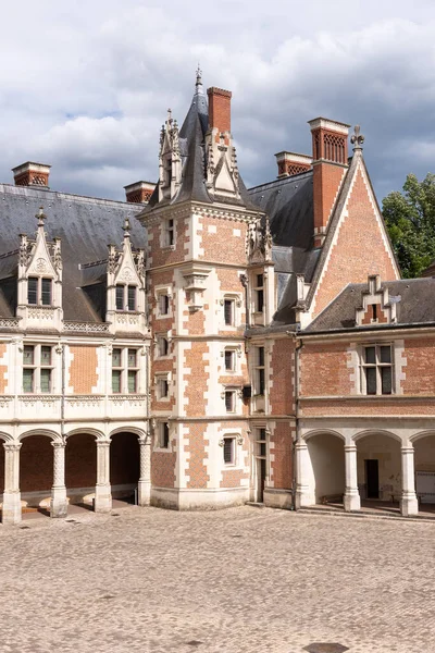 Blois, Loir-et-Cher, Centre-Val de Loire, France  25 May 2022: Courtyard of the Royal Castle of Blois with gothic style part of Louis XII where is the Saint-Calais Chapel