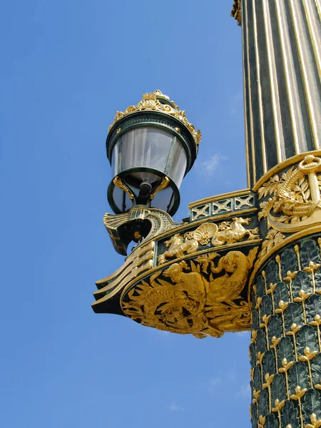 Ornate Gold Green Street Lamp Paris France — Stock Photo, Image