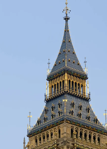 Ornate Detail Top Elizabeth Tower Westminster Houses Parliament — Stock Photo, Image