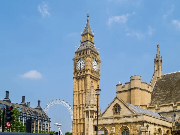 London Eye Riesenrad Hinter Dem Westminster Tower London Vereinigtes Königreich — Stockfoto