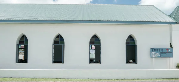 Ilhas Cook Aitutaki Novembro 2010 Janelas Igreja Linha Arquitetura Simples — Fotografia de Stock