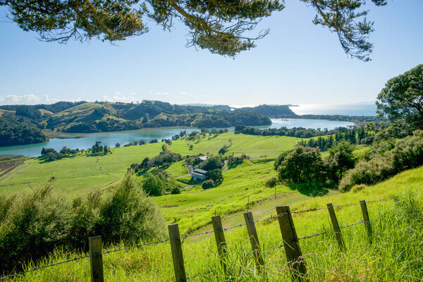 Typically rural coastal landscape of Northland, New Zealand.