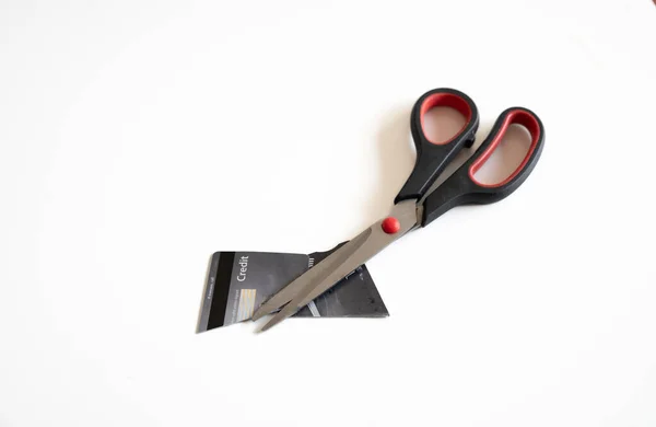 Tauranga New Zealand May 2023 Hand Scissors Cutting Credit Card — Stock Photo, Image