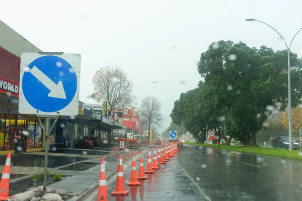 Tauranga Yeni Zelanda Mayıs 2023 Şiddetli Yağmurda Sisli Koni Yağmurlu — Stok fotoğraf