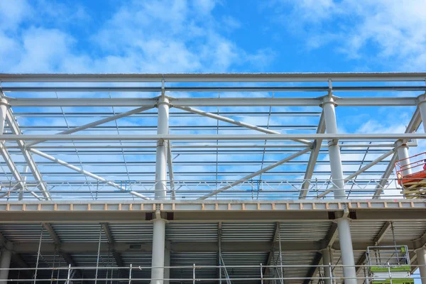 Çelik Ticari Bina Iskeleti Yapısal Kirişler Kirişler Inşaatı — Stok fotoğraf