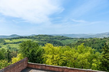 Kuzey İtalya 'da Emilia-Romagna Bölgesi' nin yeşil kırsal manzarası.