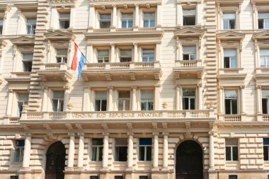 Zargreb Hırvatistan - 23 Mayıs 2011; Zargreb 'deki Anayasa Mahkemesi binasının Yayın-Klasik mimari tarzı.