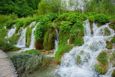 Hırvatistan 'daki Plitvice Ulusal Parkı' nda yürüme mesafesinde su taştı.