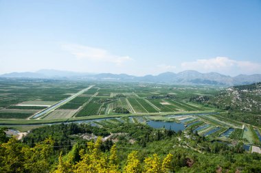 Hırvatistan 'daki tepe yolunun kırsal manzarası.