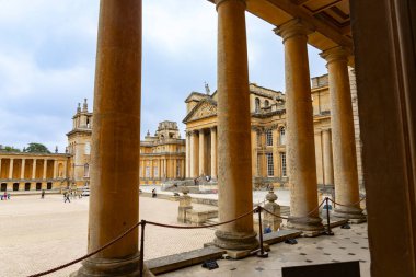 Woodstock United Kingdom - July 25 2024; English baroque style of facade and view from portico across courtyard. clipart