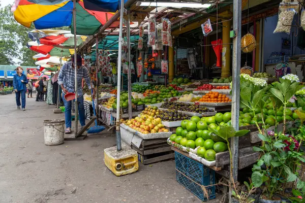 Nuwara Eliya Sri Lanka - 6 Eylül 2024; Asya 'da yol kenarında taze meyve ve sebze satan pazarlar.