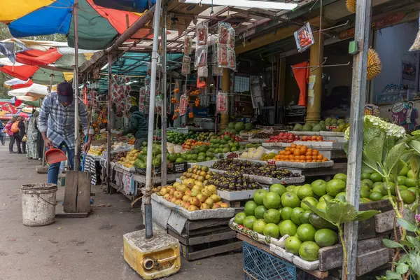 Nuwara Eliya Sri Lanka - 6 Eylül 2024; Asya 'da yol kenarında taze meyve ve sebze satan pazarlar.