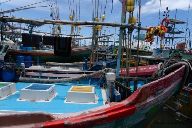 Pettigalawatta Sri Lanka - 14 Eylül 2024; Pettigalawatta 'da editör yoğun açık deniz balıkçılık sahası ve pazarları.