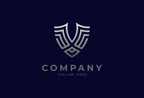 Baş harf X veya XV Kalkan logosu. X ve V harfleri Kalkan oluşturuyor. Düz Vektör Logo Tasarım Şablonu Elemanı. vektör illüstrasyonu