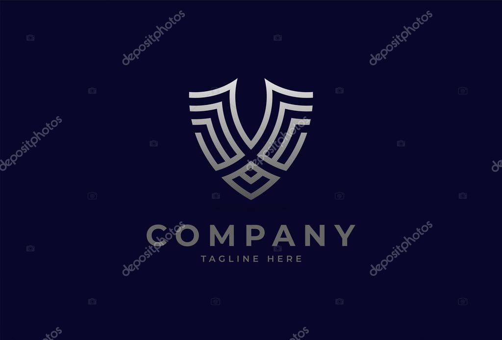 Initial Letter X or XV Shield Logo. Letter X and V forming Shield. Flat Vector Logo Design Template Element. vector illustration