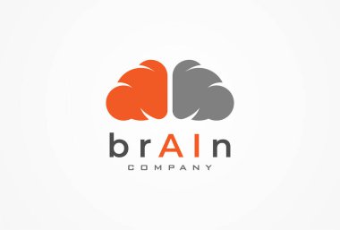 Beyin Logosu, modern beyin logosu, düz tasarım logo şablonu, vektör illüstrasyonu