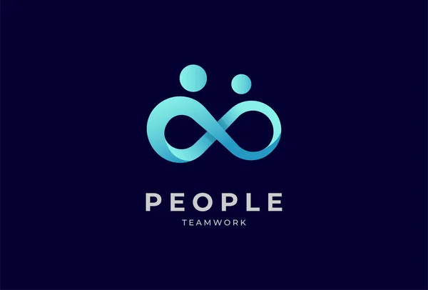 İnsanlar logo tasarımı, sonsuz ikon kombinasyonu olan insanlar, Logo tasarım şablonu, vektör illüstrasyonu