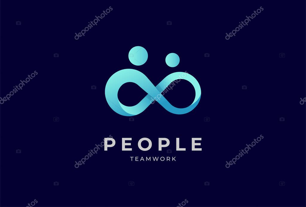 People logo design, human with infinity icon combination, people Logo design template, vector illustration
