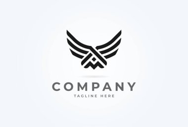 A kanat logosu, A harfi soyut kuş oluşturma, Düz Vektör Logo Tasarım Şablonu, vektör çizimi