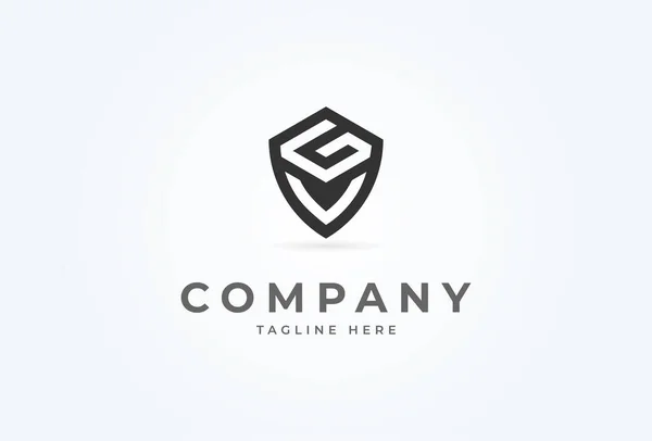 İlk GV veya VG Kalkan Logosu, G ve V harflerinin monogram tasarım kombinasyonu bir kalkan, Düz Vektör Logo Tasarım Şablonu, vektör çizimi.