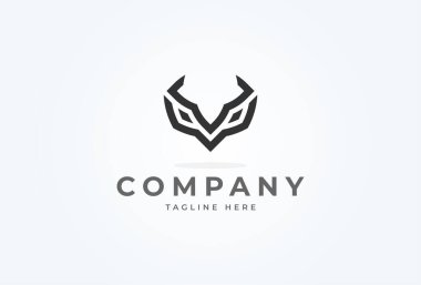 Baş harfi V Baykuşu logosu. Modern V harfi baykuş kafası oluşturuyor. Düz Vektör Logo Tasarım Şablonu. vektör illüstrasyonu