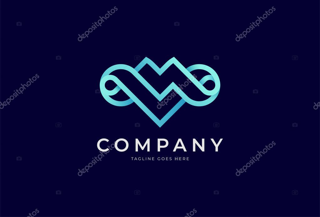 Initial MV or VM Infinity Logo Design. letter MV with infinity combination. usable for technology and company logos. vector illustration