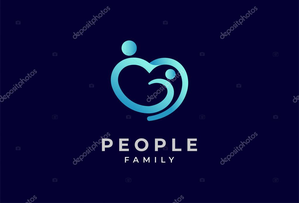 People logo design, Family Mother and child Logo template element, vector illustration