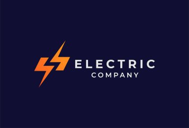 Elektrik Logosu, negatif uzay yıldırımlarından S harfi, şimşekler tasarım logosu şablonu