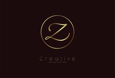 Baş harfleri Z Logosu. Z harfini altın rengi ile daire içine aldım. İş için kullanılabilir. Kişisel ve şirket logoları. vektör illüstrasyonu