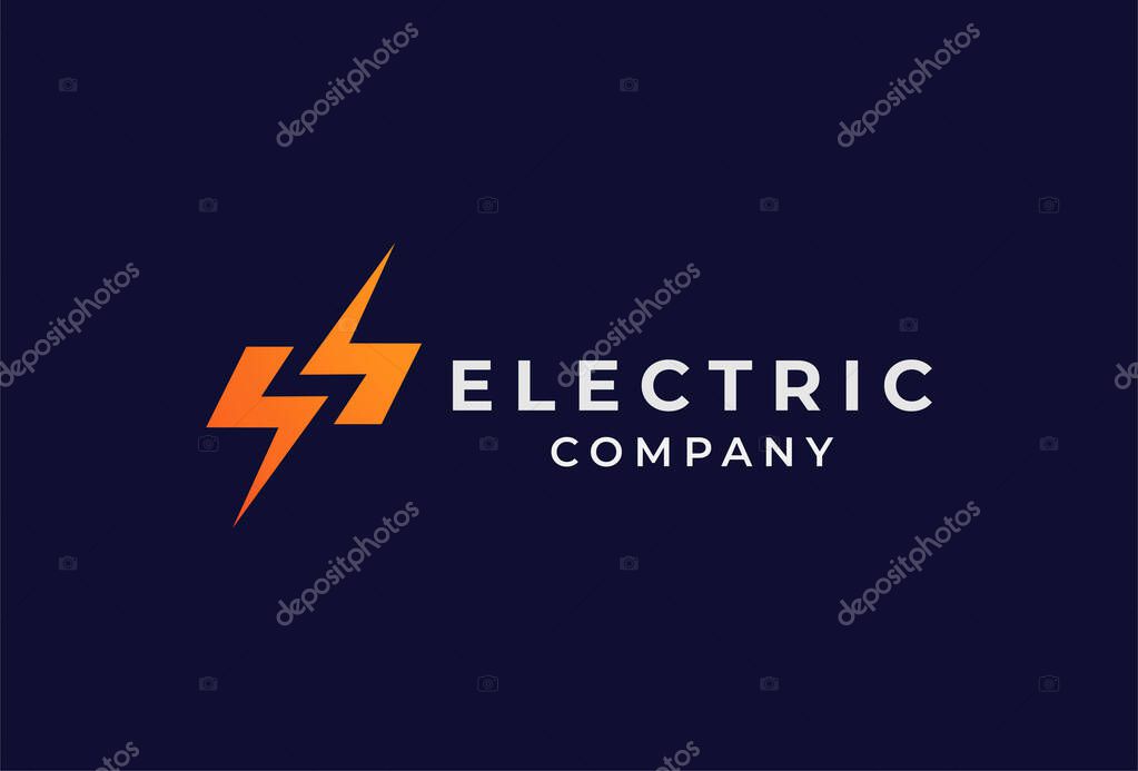 Electric Logo, letter S from negative space lightning bolts, thunderbolts design logo template