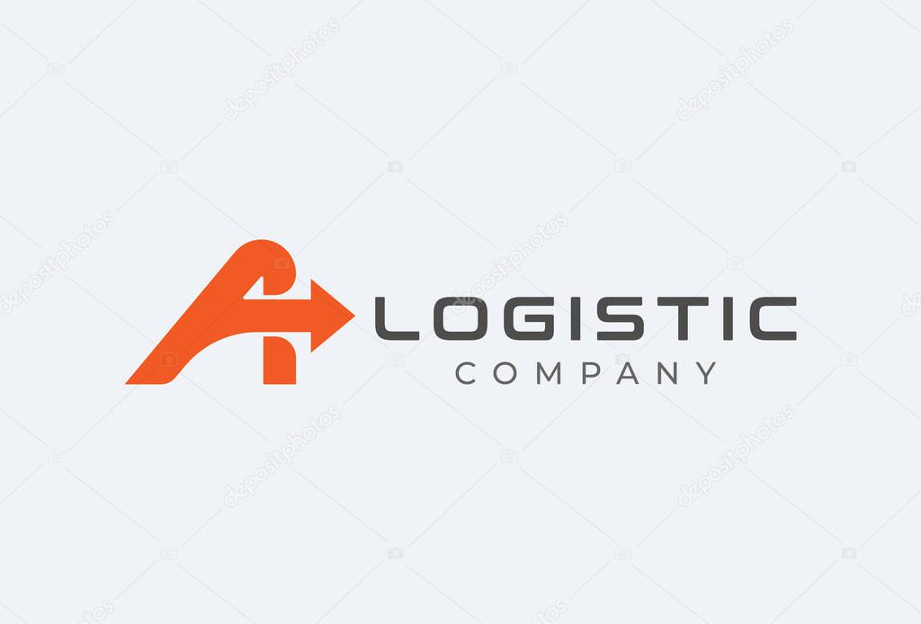Abstract Initial A Logistic Logo, letter A and arrow combination, Usable for Business and company Logos, Flat Vector Logo Design Template, vector illustration