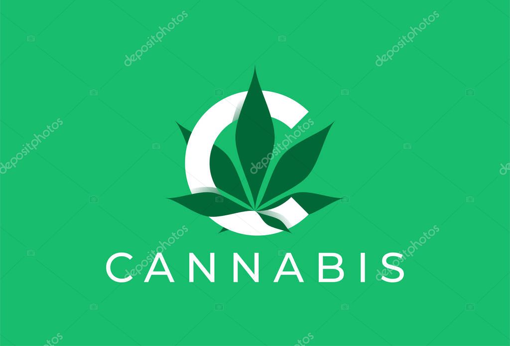 Initial C cannabis Logo design inspiration vector illustration
