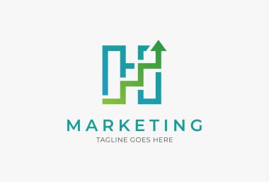 H Harfi Pazarlama logosu tasarımı ilhamı