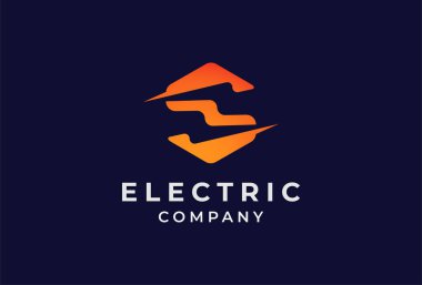 Gök gürültüsü Logosu, modern S harfi, altıgen ve yıldırım kombinasyonu, elektrik ve enerji ile ilgili şirket için kullanılabilir, tasarım logosu şablonu, vektör çizimi