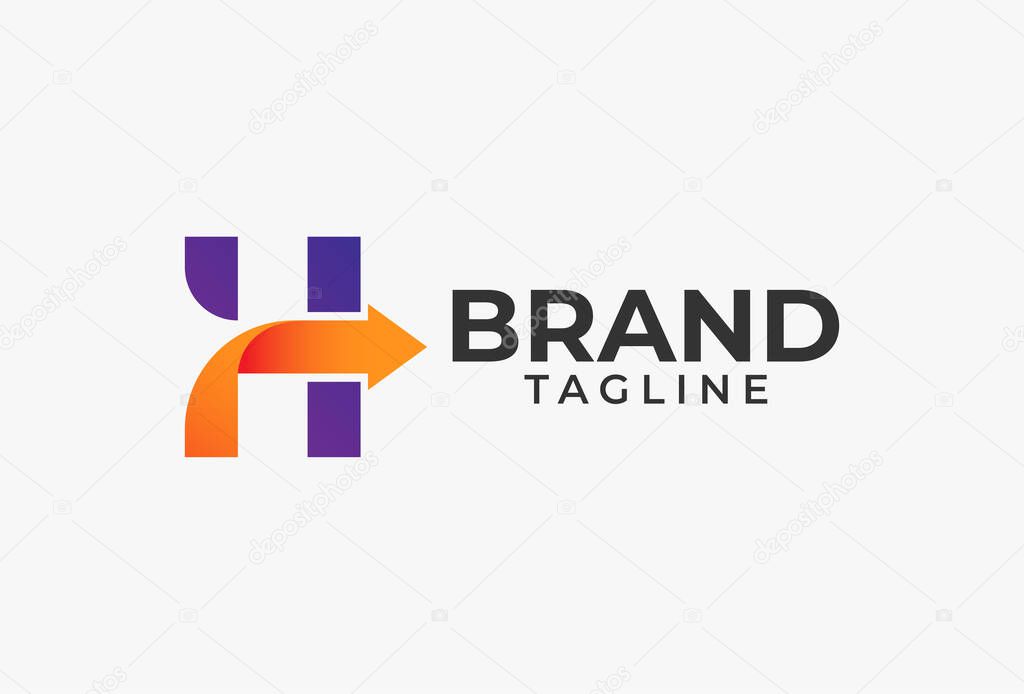 Initial H Arrow Logo. letter H with arrow combination. usable for finance, logistic and company logos, vector illustration