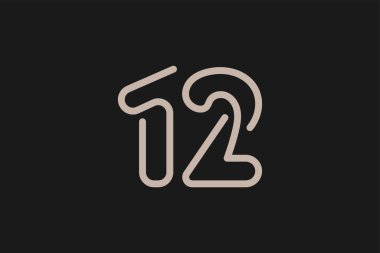 12 numaralı logo, 12 numaralı logo çizgisi tarzı, yıldönümü ve iş logoları için kullanılabilir, düz tasarım logo şablonu, vektör çizimi