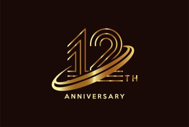 Altın 12. Yıl Kutlama Logosu Tasarımı