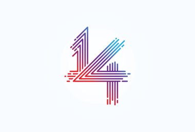 Soyut 14 Numara Logosu, 14 numara monogram tarzı, yıldönümü, iş ve teknoloji logoları, düz tasarım logo şablonu, vektör çizimi için kullanılabilir
