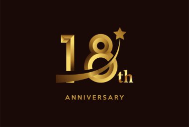 Yıldız sembollü 18. yıl dönümü logosu tasarımı