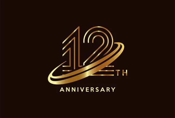 Altın 12. Yıl Kutlama Logosu Tasarımı