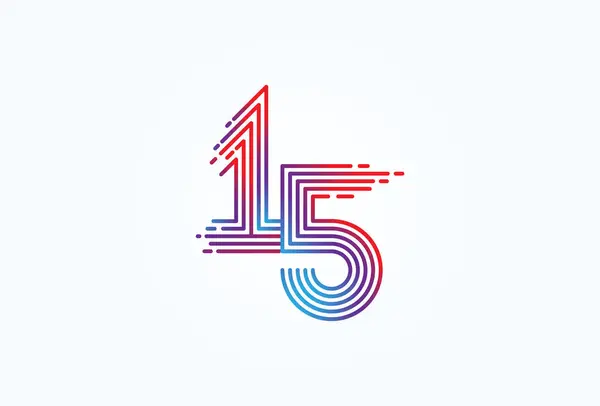 Soyut 15 Numara Logosu, 15 numara monogram tarzı, yıldönümü, iş ve teknoloji logoları, düz tasarım logo şablonu, vektör çizimi için kullanılabilir