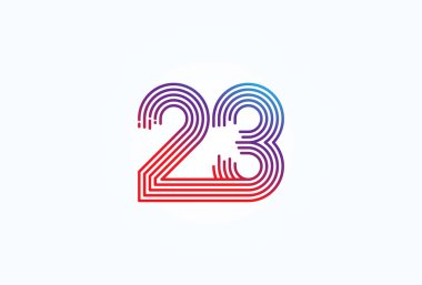 Soyut 23 Numara Logosu, 23 numara monogram tarzı, yıldönümü, iş ve teknoloji logoları, düz tasarım logo şablonu, vektör çizimi için kullanılabilir.