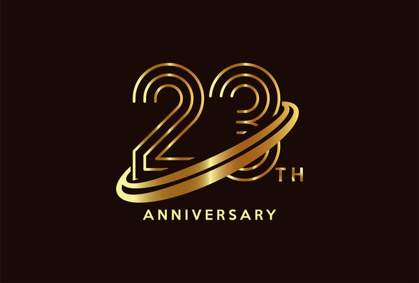 Golden 23 year anniversary celebration logo design inspiration